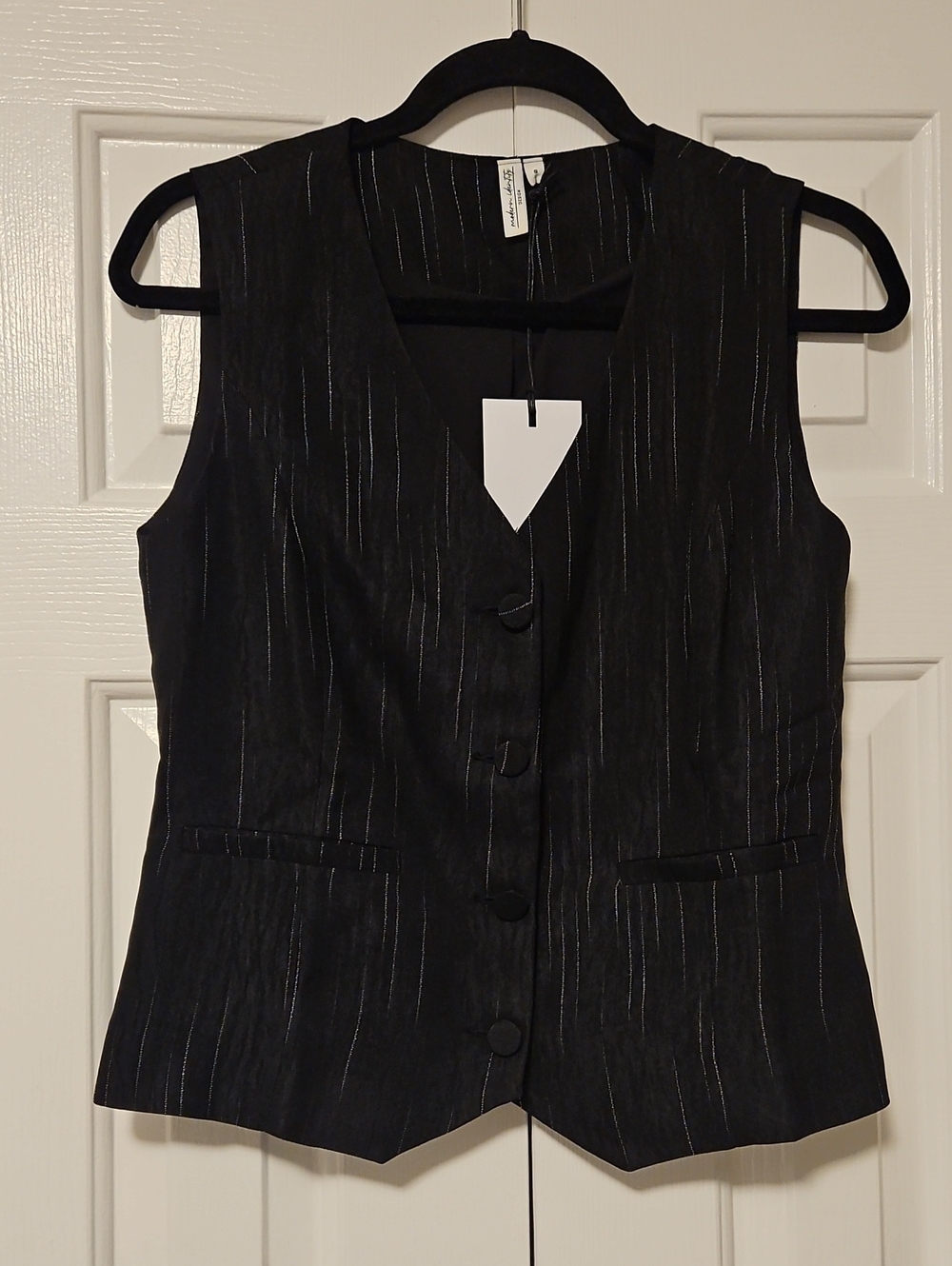Ideology Black Pinstripe Vest